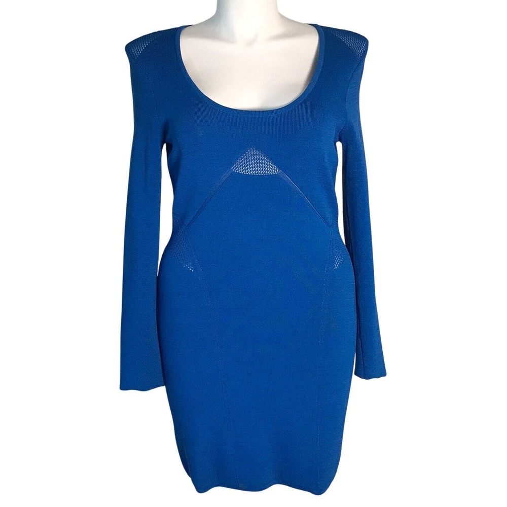 Cut25 by Yigal Azrouel Women's Knit Long Sleeve Dress BlueLarge‎